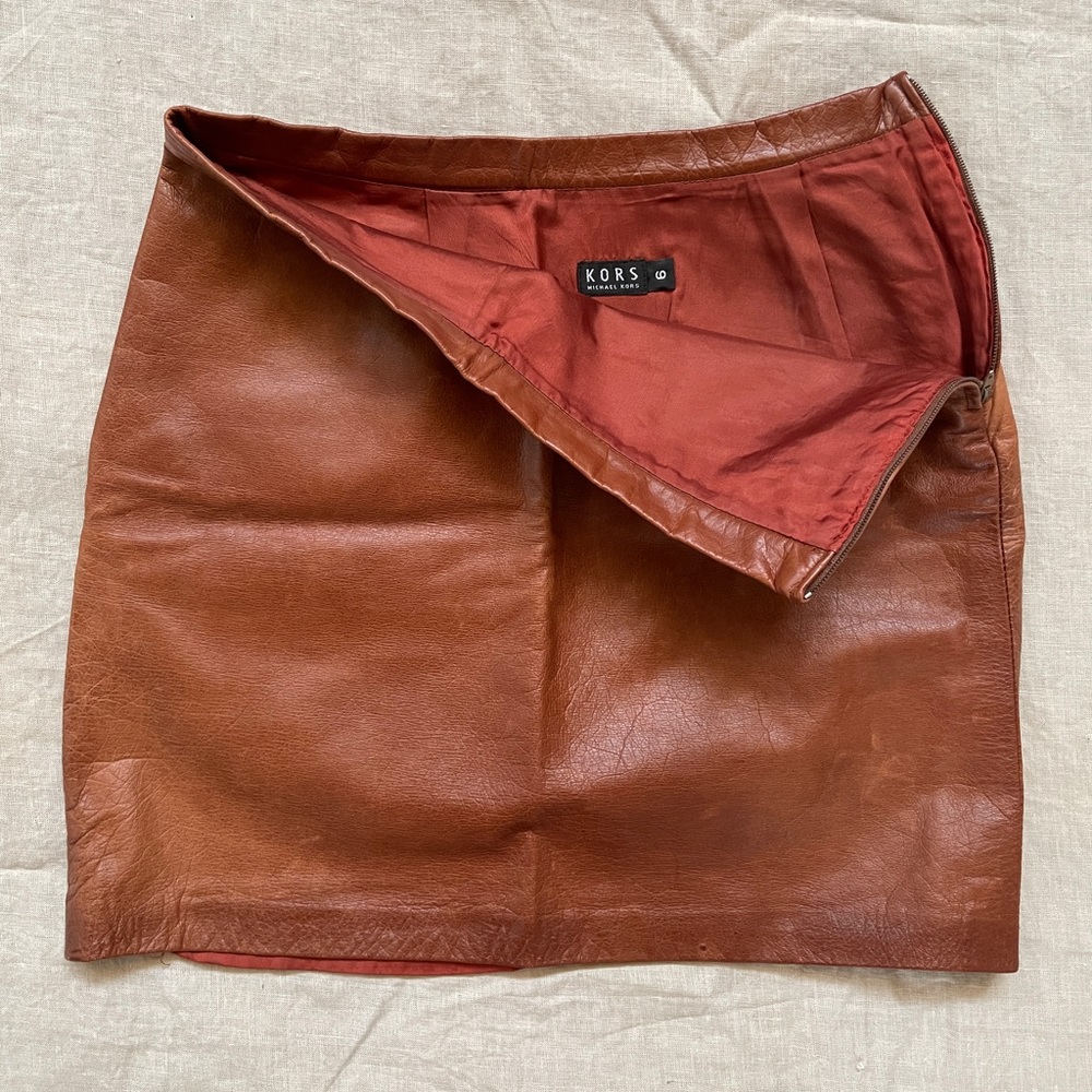Kors by Michael Kors Leather Mini Skirt, 6
